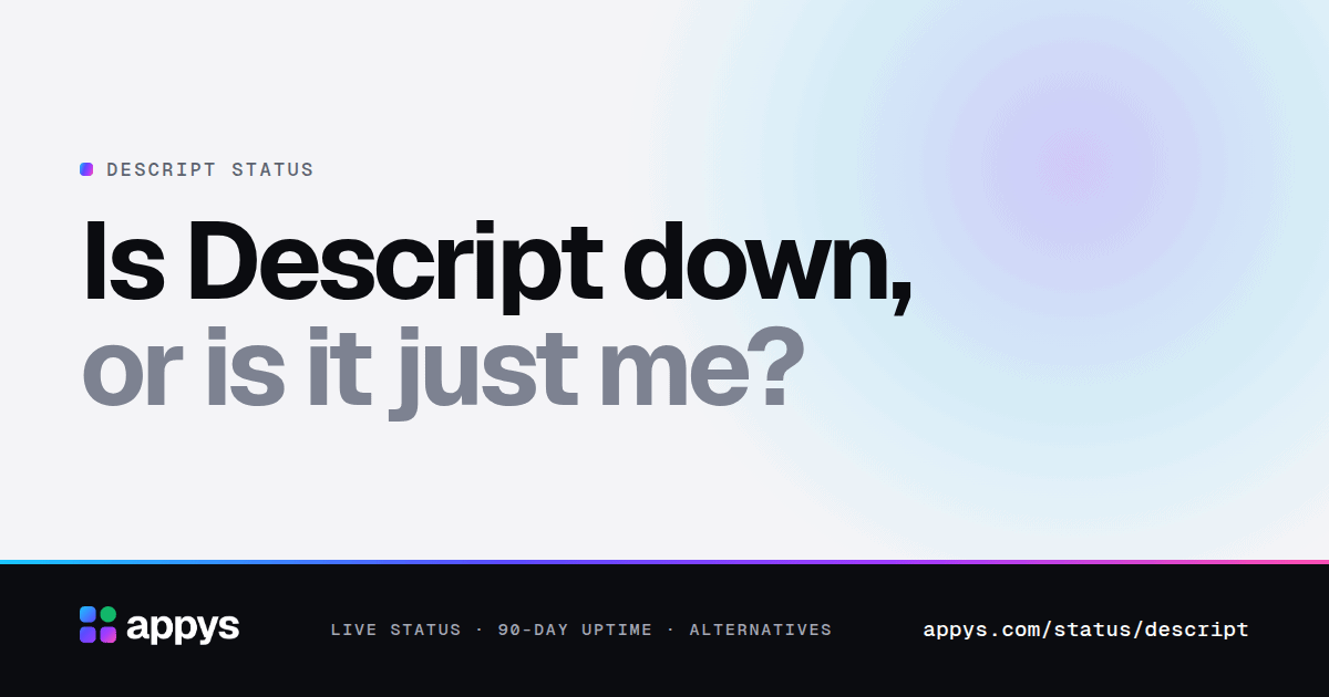 Is Descript down, or is it just me?